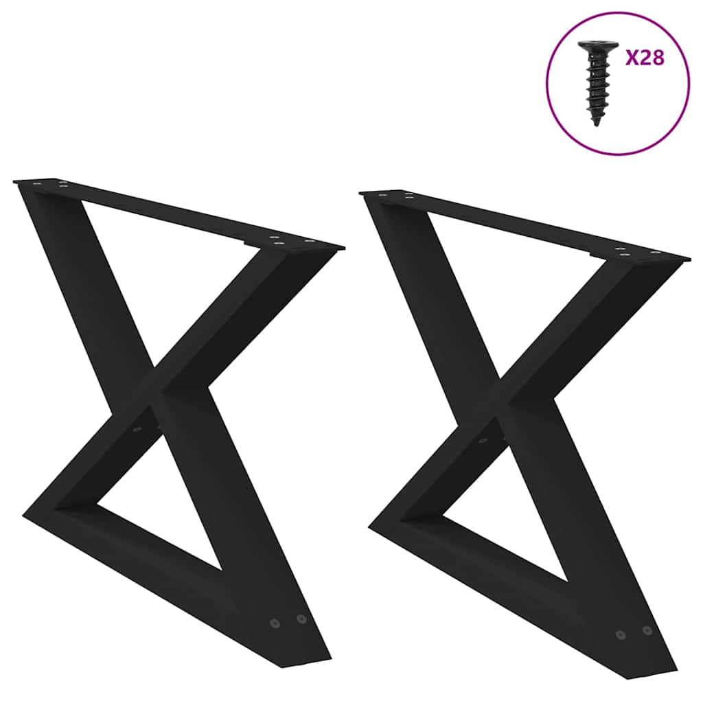 Nohy K Jedálenskému Stolu 2 Ks Čierne 80 X (72-73,3) Cm Oceľové