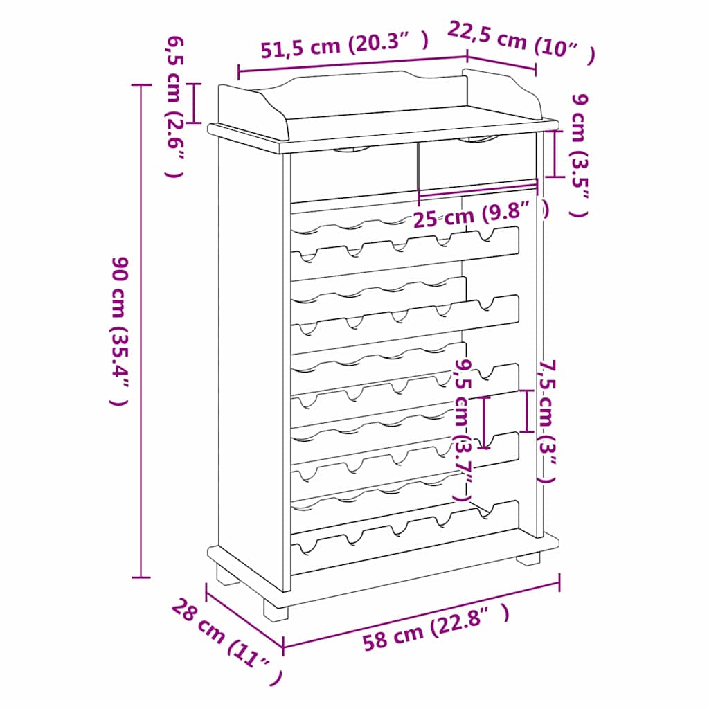 Regál Na Víno Hnedá 90 X 60 X 30 Cm Borovicový Masív