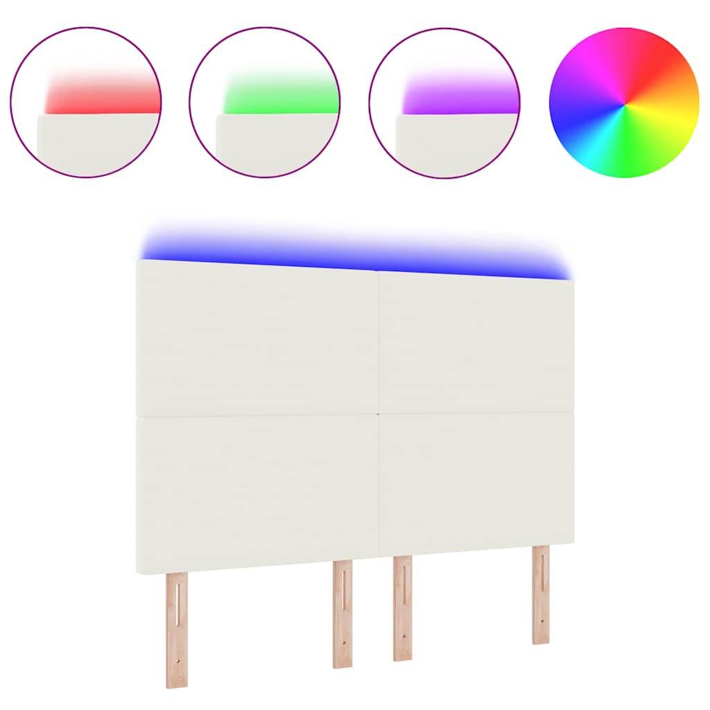 LED čelo postele krémové 80 cm manšestr