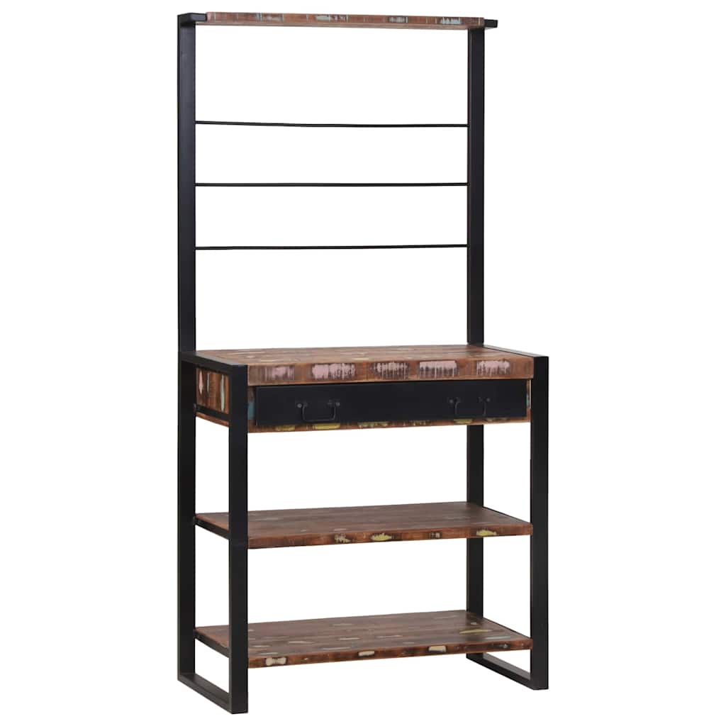 Kuchynský Regál Viacfarebný 80 X 40 X 160 Cm Recyklovaný Masív