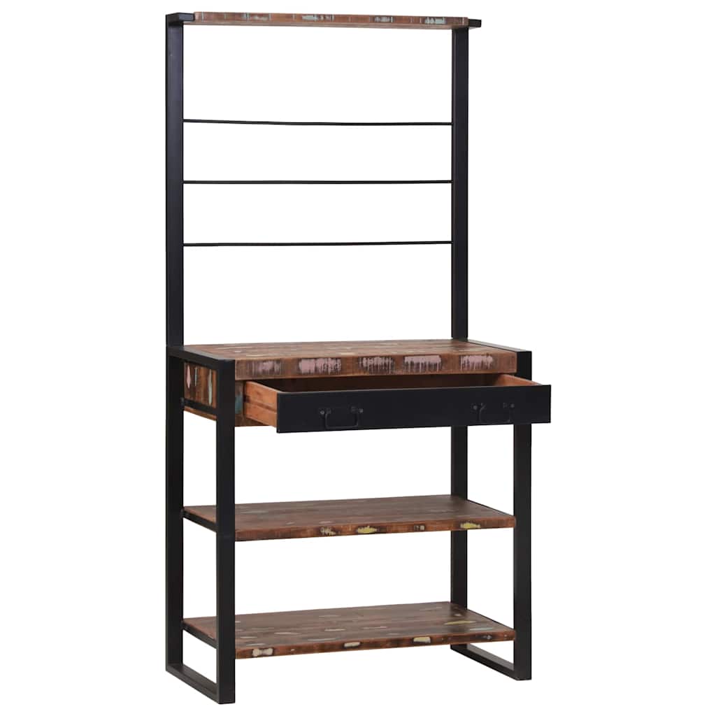 Kuchynský Regál Viacfarebný 80 X 40 X 160 Cm Recyklovaný Masív