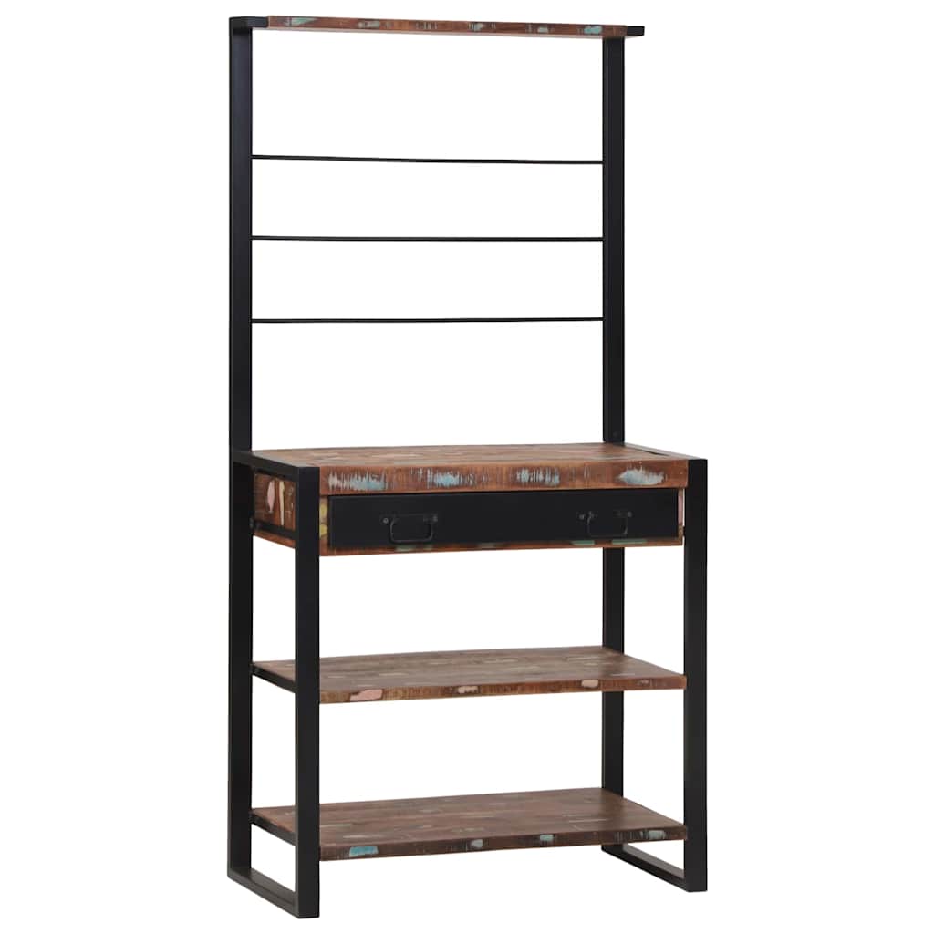 Kuchynský Regál Viacfarebný 80 X 40 X 160 Cm Recyklovaný Masív