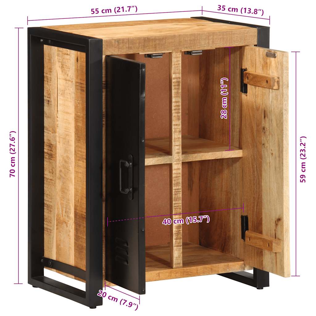 Komoda 55X35X70 Cm, Surový Mangový Masív