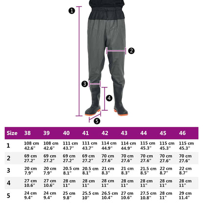 Waist Waders s čižmami tmavozelená veľkosť 46