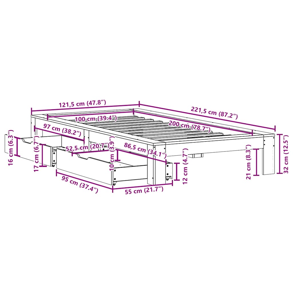 Posteľ Bez Matraca Borovicový Masív