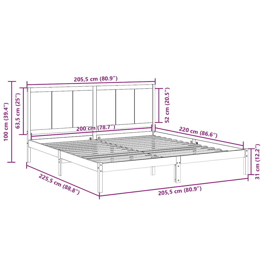 Extra Dlhá Posteľ Bez Matraca Masívne Drevo