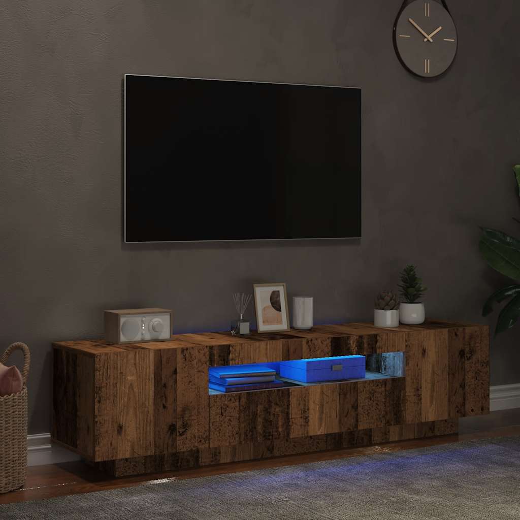 TV skrinka s LED staré drevo 160x35x40 cm kompozitné drevo