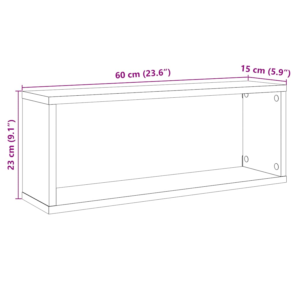 Nástenné police 6 ks, staré drevo 60x15x23 cm, kompozitné drevo