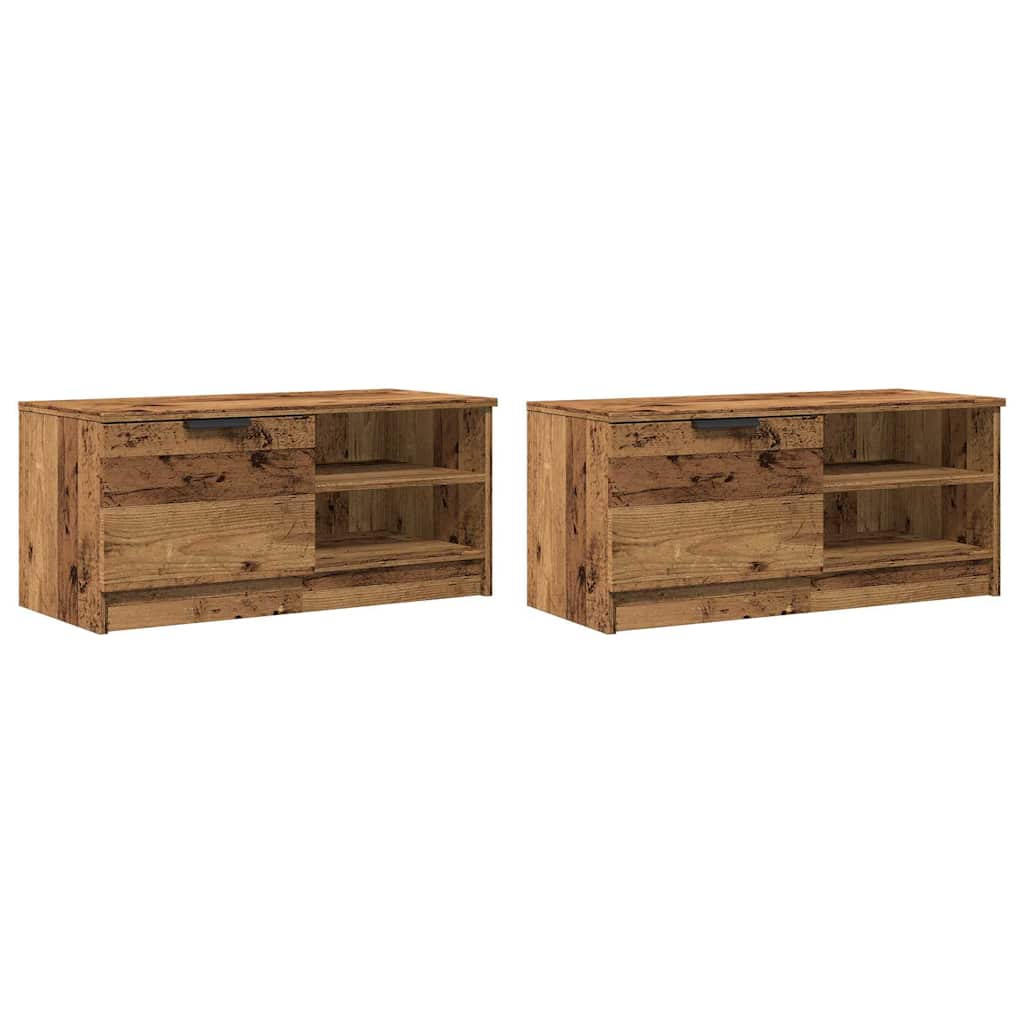 2 Dielna Tv Skrinka Old Wood 80X35X36,5 Cm Engineered Wood