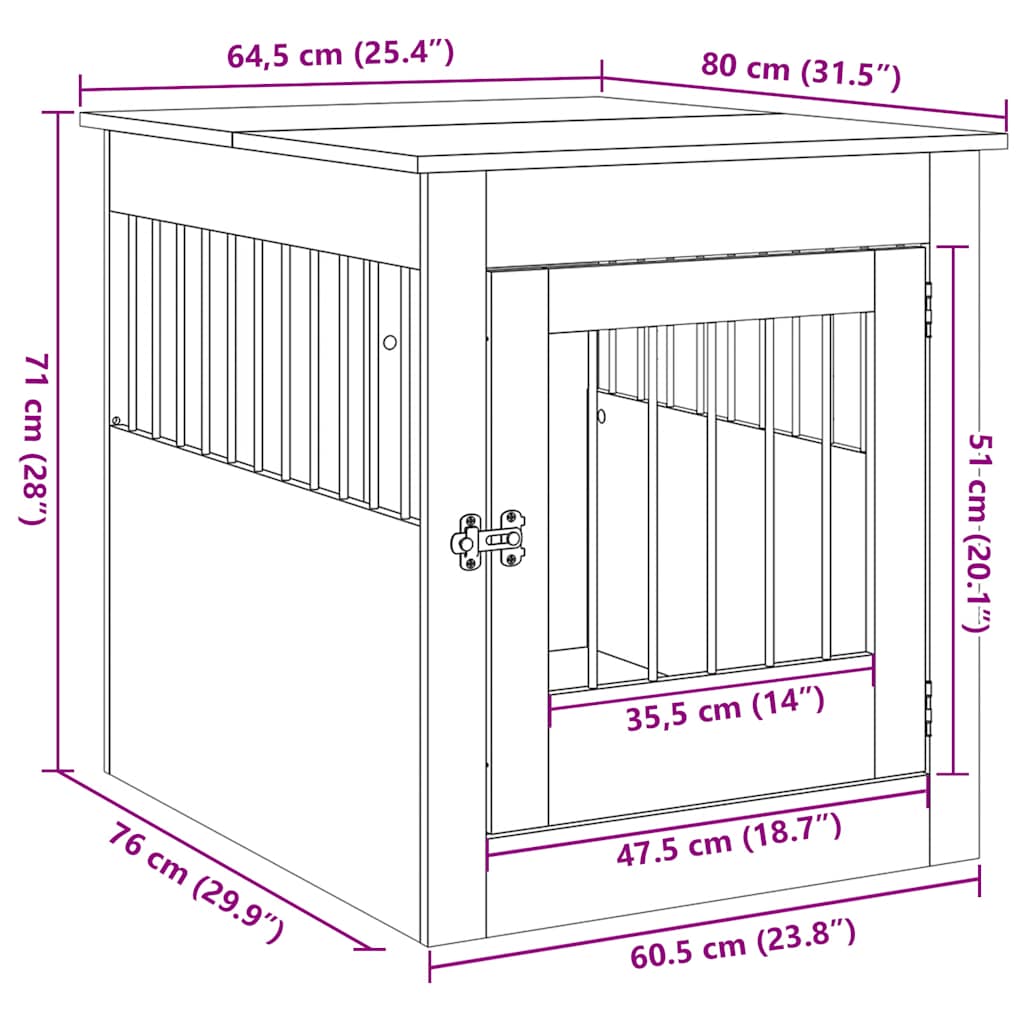 Nábytok na prepravku pre psov Dub Artisan 64,5x80x71 cm Drevo