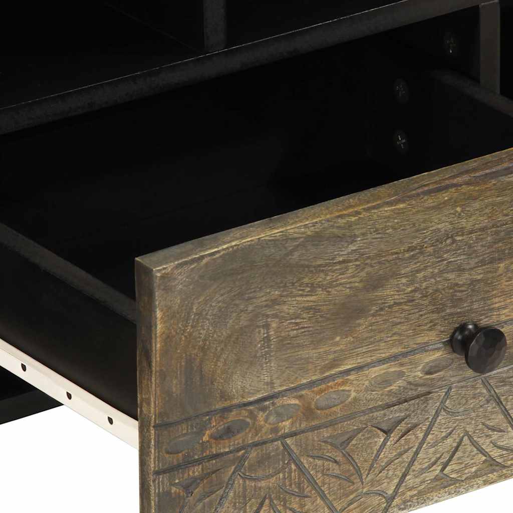 Tv Skrinka, Čierna 100X33X46 Cm, Mangový Masív