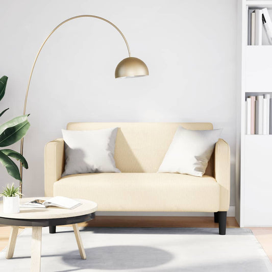 Loveseat Pohovka krémová 109 cm manšestrová látka