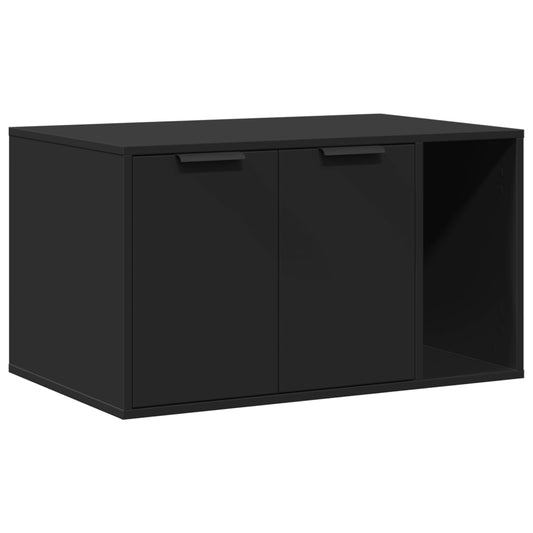 Uzavretý box na stelivo, čierny 80x50x45 cm, kompozitné drevo