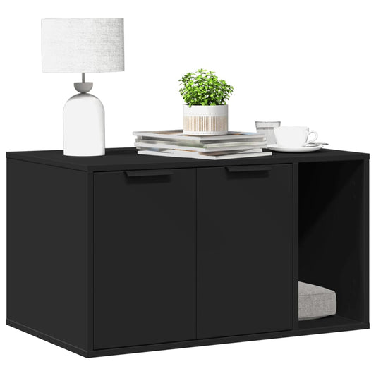 Uzavretý box na stelivo, čierny 80x50x45 cm, kompozitné drevo