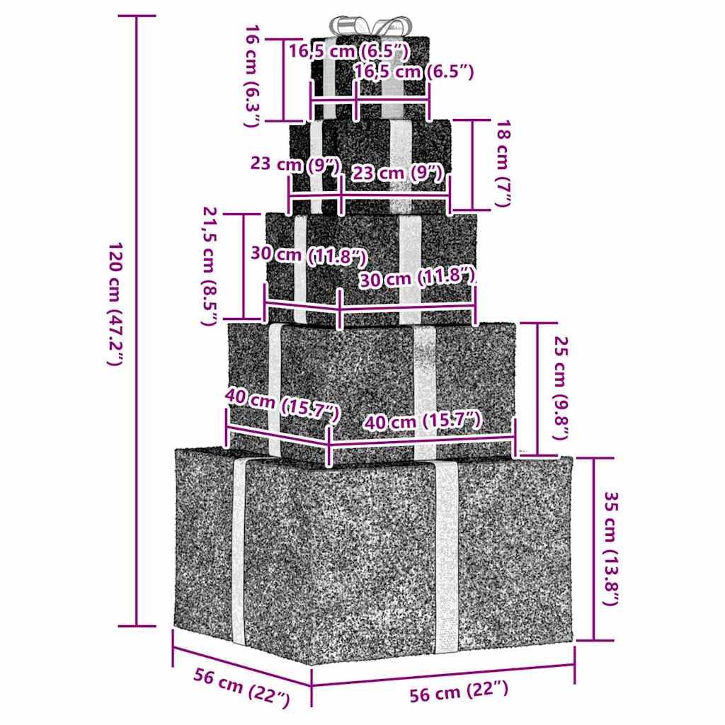 Vianočná Dekorácia Darčeková Krabička 250 Led Diód Teplá Biela