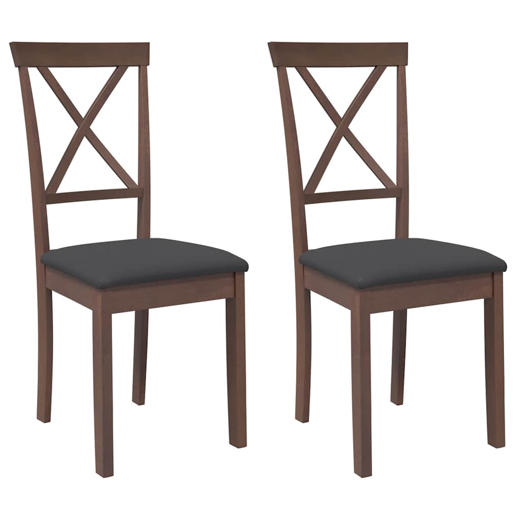 Jedálenské Stoličky S Vankúšmi 2 Ks Hnedá Guma Masívneho Dreva