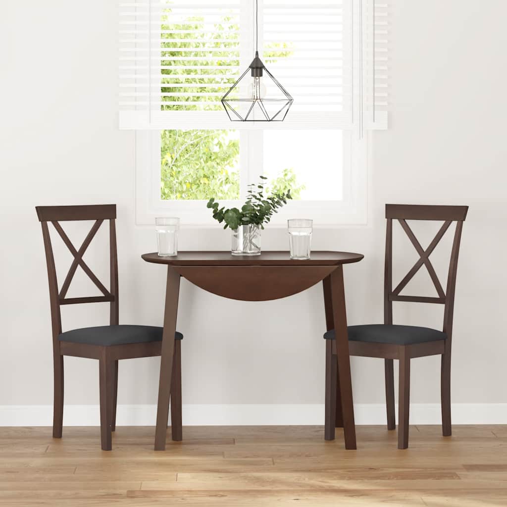 Jedálenské Stoličky S Vankúšmi 2 Ks Hnedá Guma Masívneho Dreva