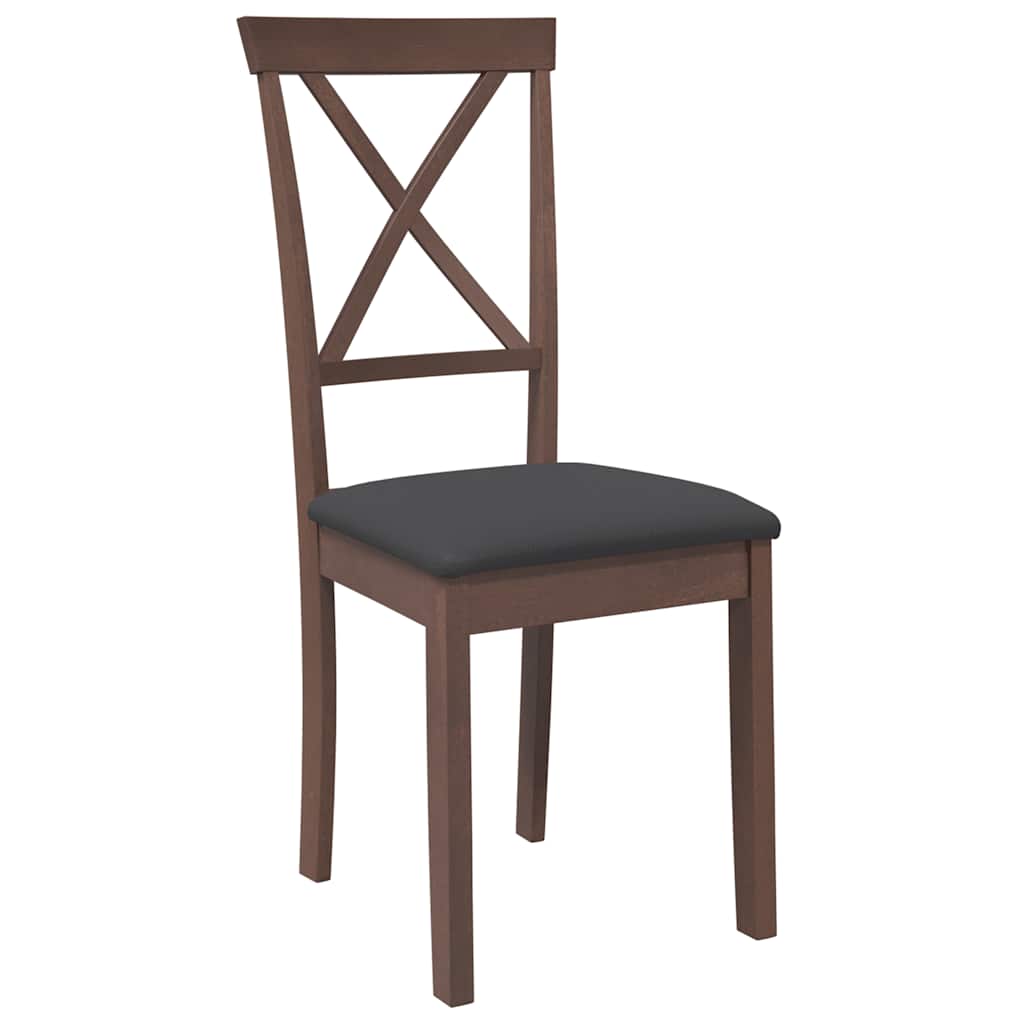 Jedálenské Stoličky S Vankúšmi 2 Ks Hnedá Guma Masívneho Dreva