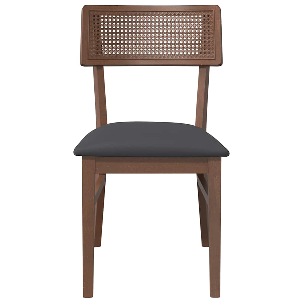 Jedálenské Stoličky S Vankúšmi 2 Ks Hnedá Guma Masívneho Dreva