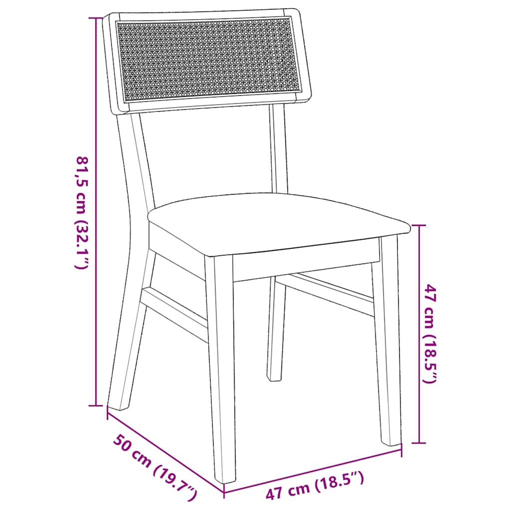 Jedálenské Stoličky S Vankúšmi 2 Ks Hnedá Guma Masívneho Dreva