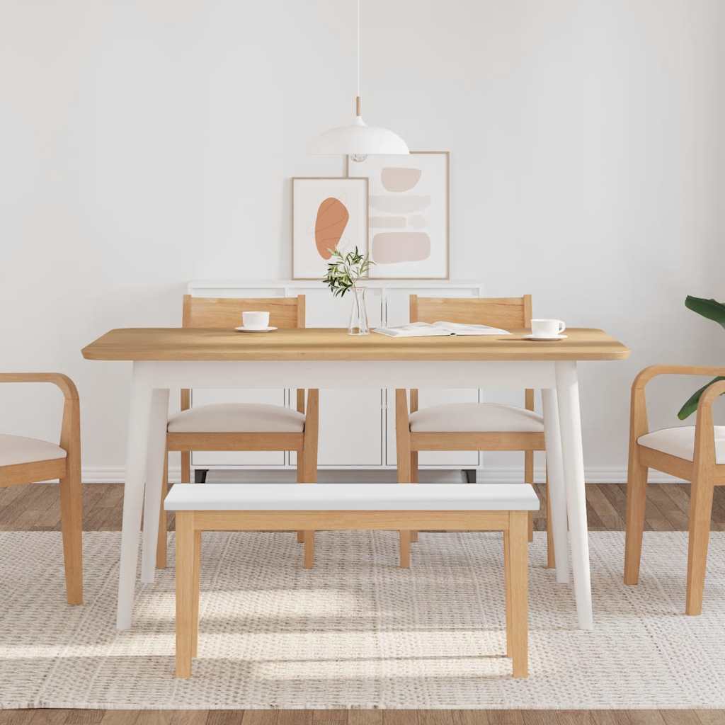 Lavica 90 Cm Biela Masívna Drevená Guma