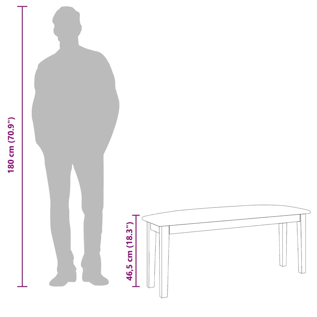 Lavica 110 Cm Hnedá Masívna Drevo Guma