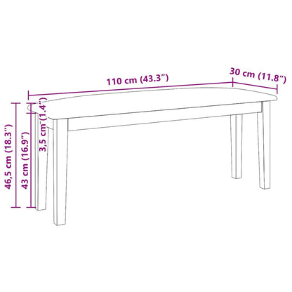 Lavica 110 cm z masívneho dreva Guma