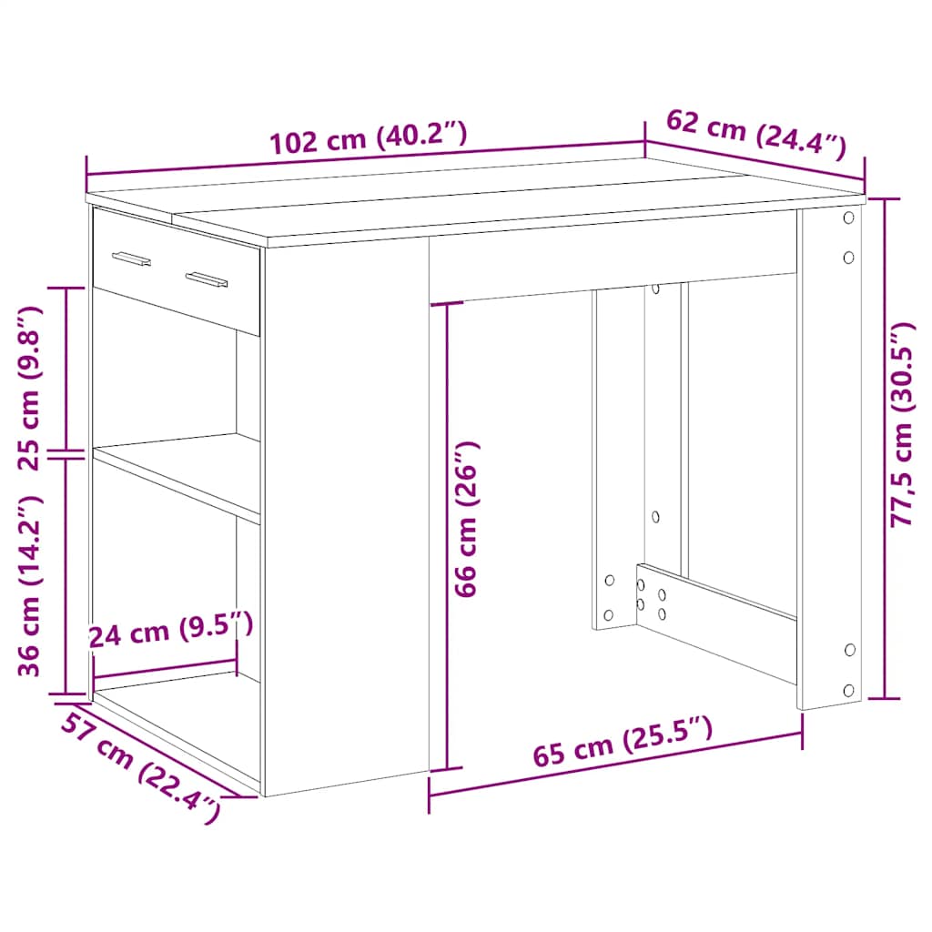 Stolík so zásuvkou a policou dub artisan 102x62x77,5 cm