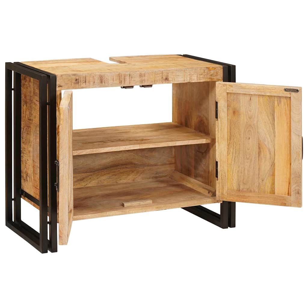 Skrinka Pod Umývadlo S Dverami Masívne Mangové Drevo A Železo