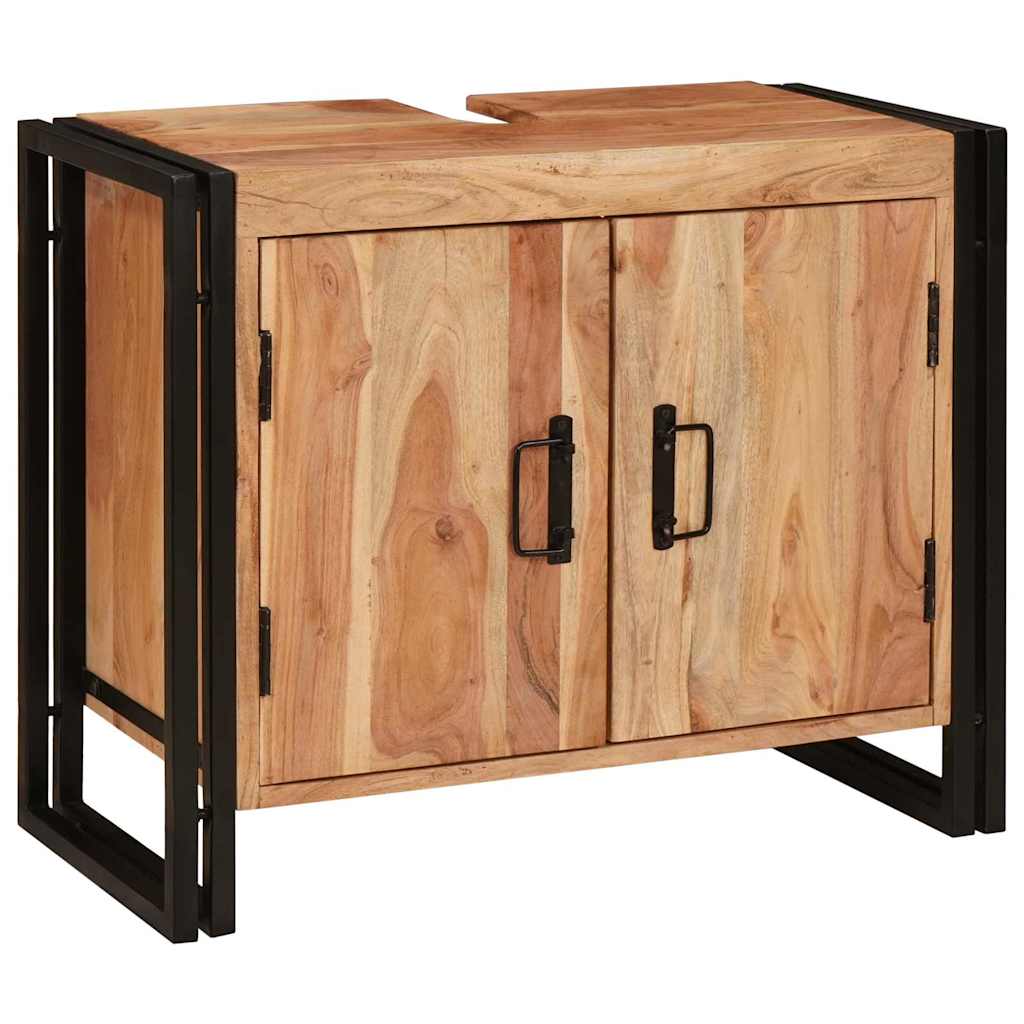 Skrinka Pod Umývadlo S Dverami Masívne Akáciové Drevo A Železo