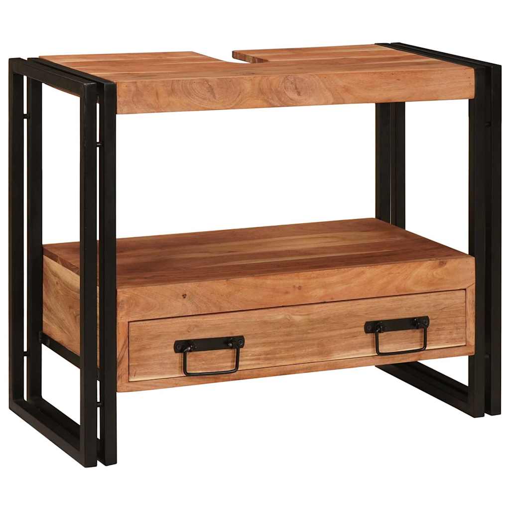 Skrinka Pod Umývadlo S Poličkou Masívne Akáciové Drevo A Železo