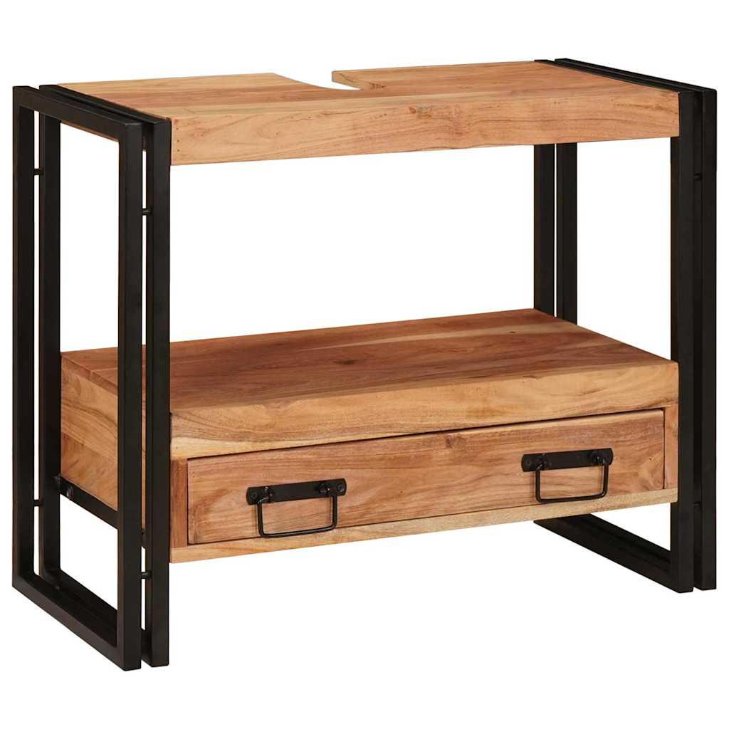 Skrinka Pod Umývadlo S Poličkou Masívne Akáciové Drevo A Železo