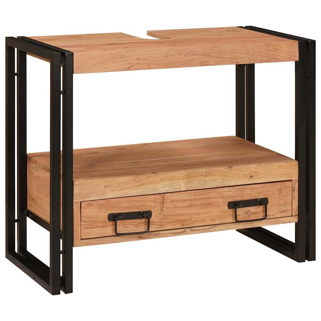 Skrinka Pod Umývadlo S Poličkou Masívne Akáciové Drevo A Železo