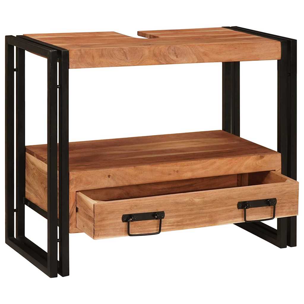 Skrinka Pod Umývadlo S Poličkou Masívne Akáciové Drevo A Železo