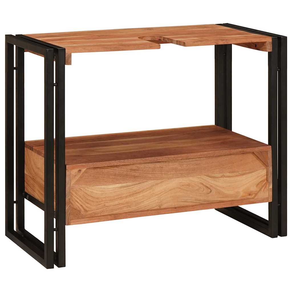 Skrinka Pod Umývadlo S Poličkou Masívne Akáciové Drevo A Železo