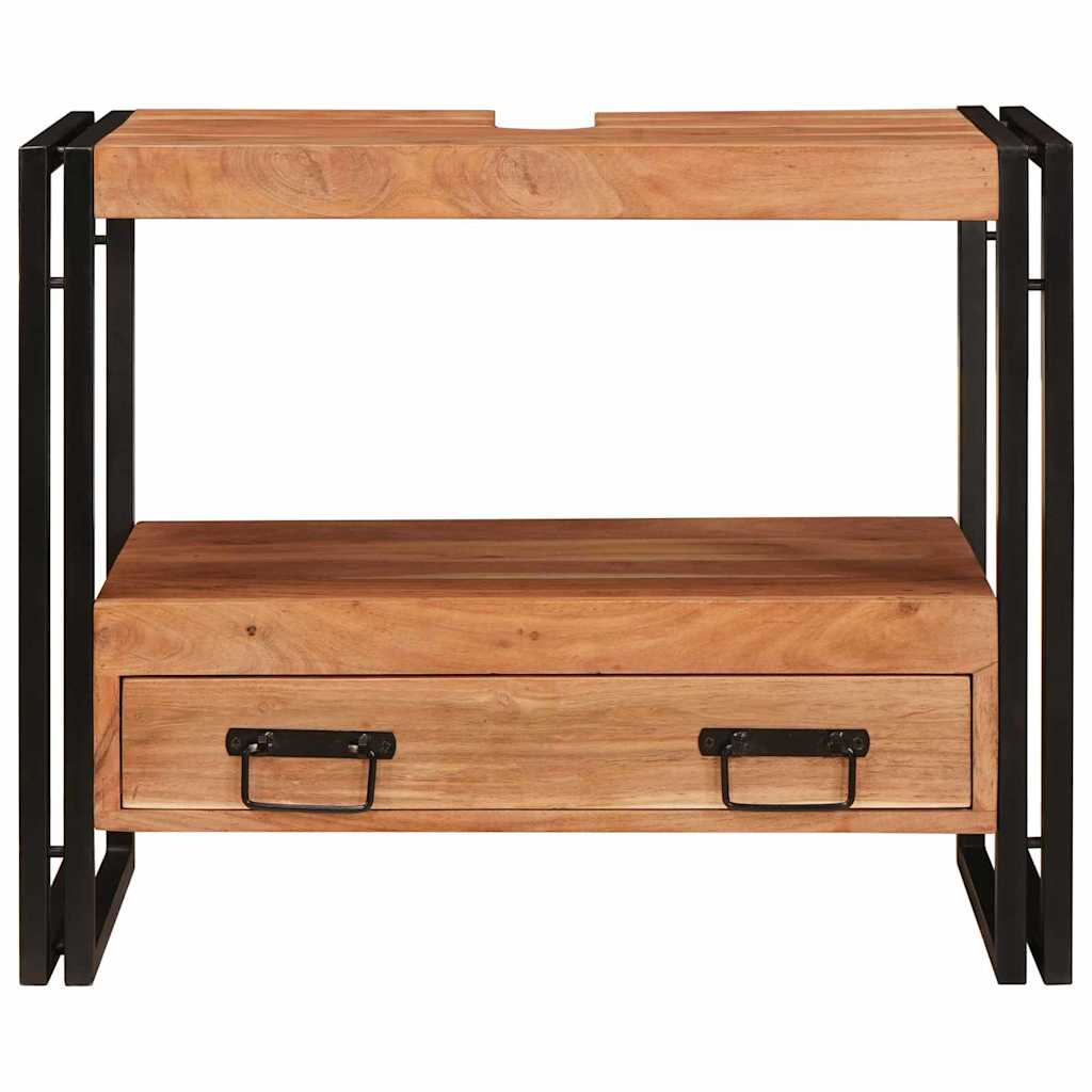 Skrinka Pod Umývadlo S Poličkou Masívne Akáciové Drevo A Železo