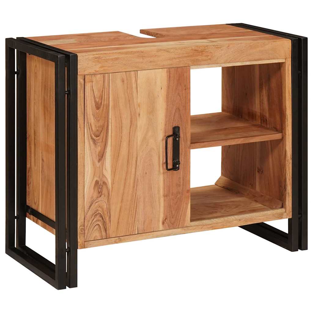 Skrinka Pod Umývadlo S Dverami Masívne Akáciové Drevo A Železo