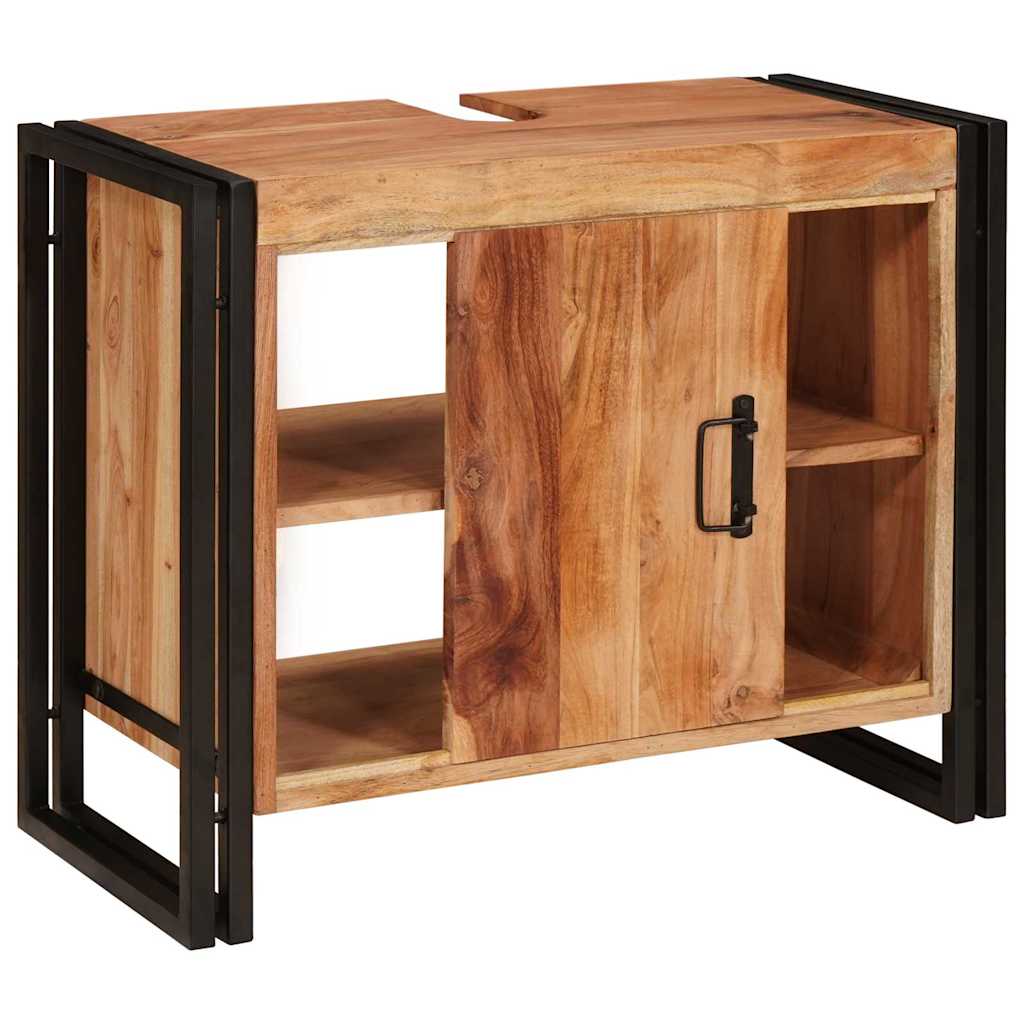Skrinka Pod Umývadlo S Dverami Masívne Akáciové Drevo A Železo