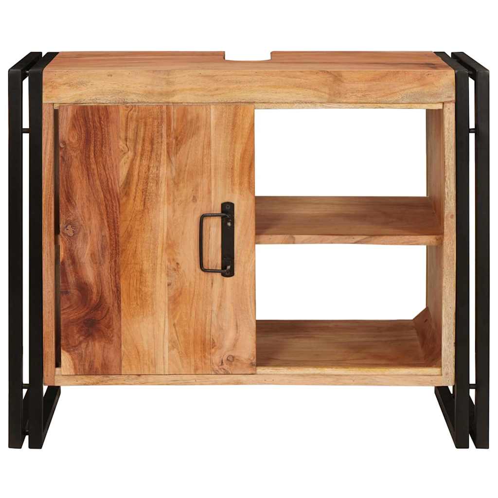 Skrinka Pod Umývadlo S Dverami Masívne Akáciové Drevo A Železo