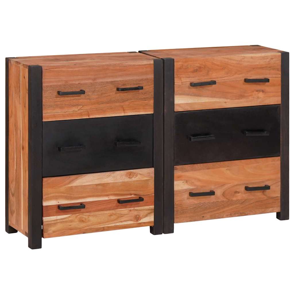 Servírovacia Skriňa 3 Pcs Hnedá 110 X 30 X 75 Cm Akáciový Masív