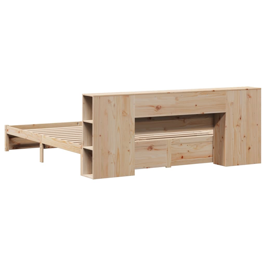Posteľ S Knižnicou Bez Matraca Borovicový Masív