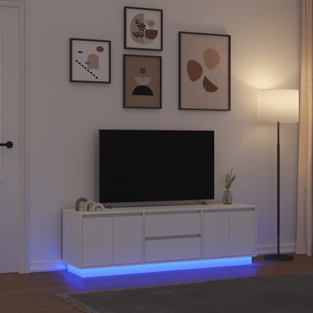 Tv Skrinka S Led Svetlami Dub Čierna 160,5X41X50 Cm