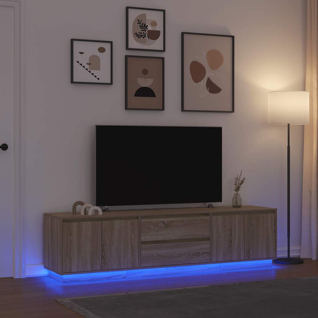 Tv Skrinka S Led Svetlami Dub Čierna 160,5X41X50 Cm