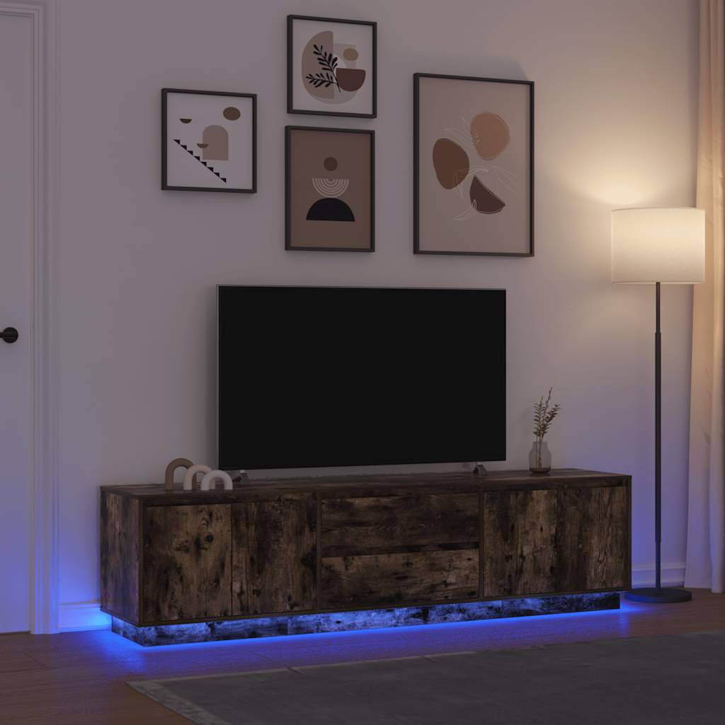 Tv Skrinka S Led Svetlami Dub Čierna 160,5X41X50 Cm