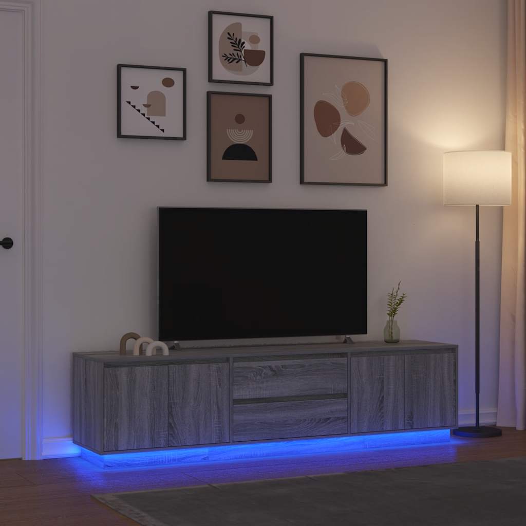 Tv Skrinka S Led Svetlami Dub Čierna 160,5X41X50 Cm