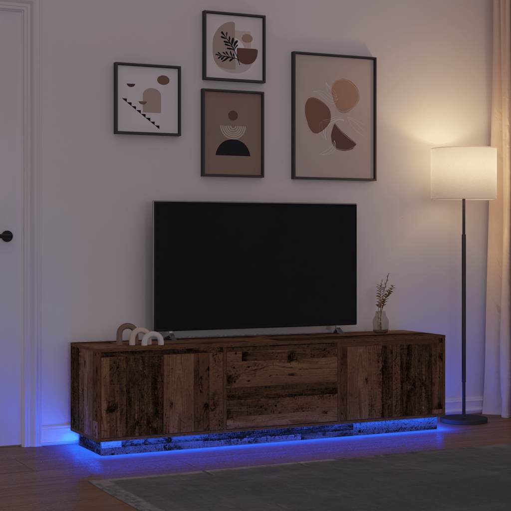 Tv Skrinka S Led Svetlami Dub Čierna 160,5X41X50 Cm
