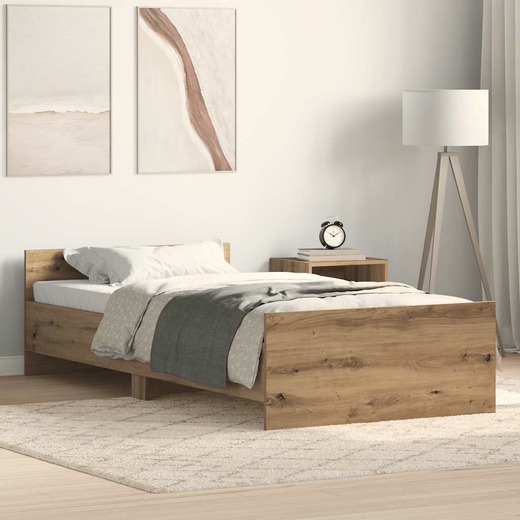 Posteľný rám bez matraca dub artisan 75x190 cm kompozitné drevo