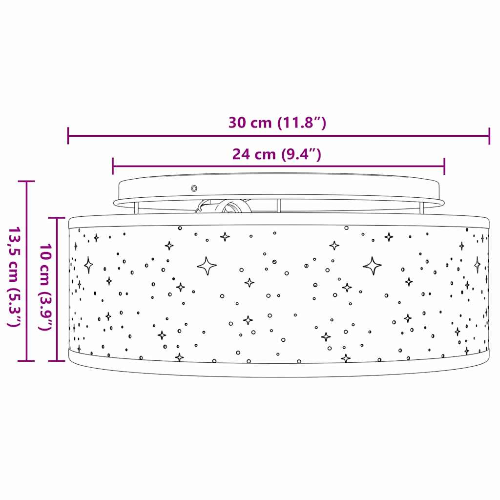 Stropná Lampa Sivohnedá 30 X 13.5 Cm Látka