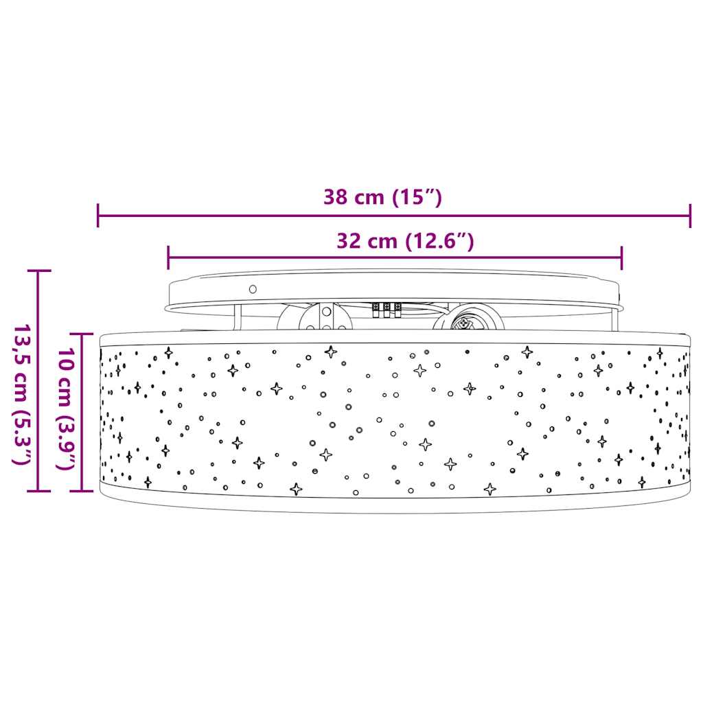 Stropná Lampa Čierna 38 X 13.5 Cm Látka