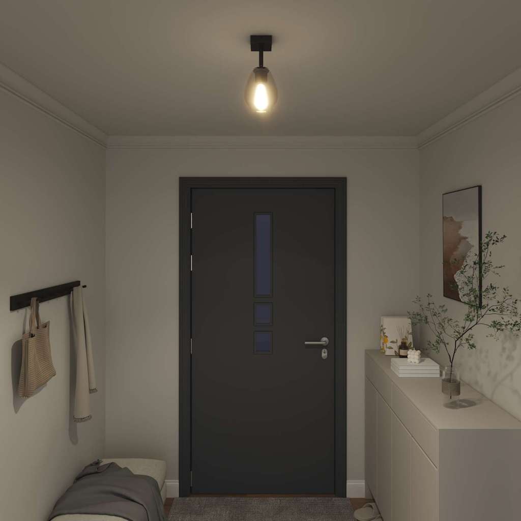 Stropné Bodové Svetlo Čierna 13 X 13 X 26 Cm Sklo A Kov